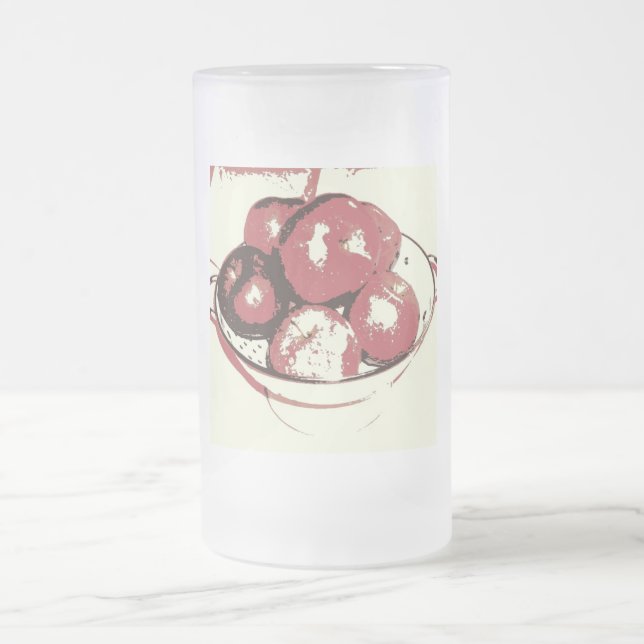 Äpplen på popkonst frostat ölglas (Center)