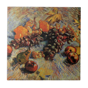 Äpplen, päron, citroner, grafik av Vincent van Gog Kakelplatta