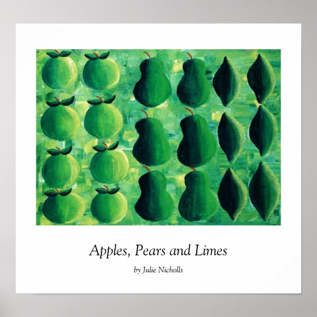 Äpplen, päron och limefrukter poster (Framsidan)