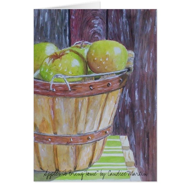 "Äpplen som ska kommas med hem", Hälsningskort (Framsidan)