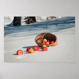 Äpplen vid snö poster