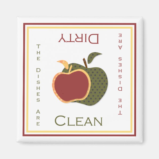 Apples Clean eller Dirty Dishwasher Magnet (Framsidan)