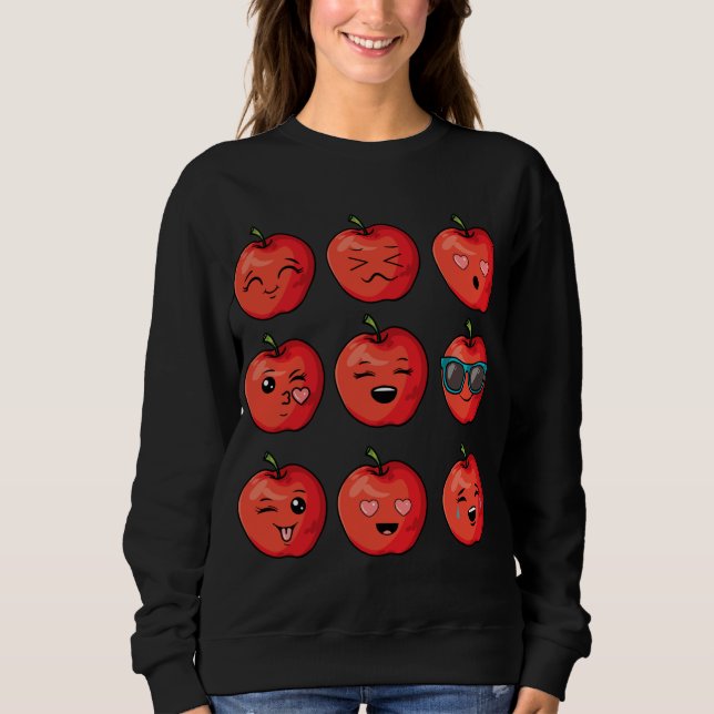 Apples Emoticon funny Fall Fruit Cute Gift T Shirt (Framsida)