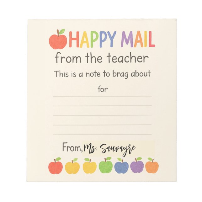 Apples Happy Mail – Cute Teacher Anteckningsblock (Framsida)