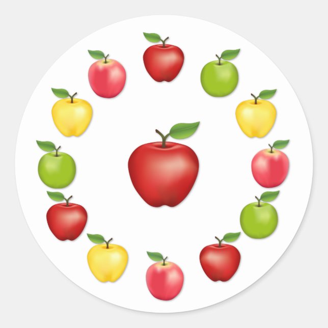 Apples Stickers Runt Klistermärke (Framsida)