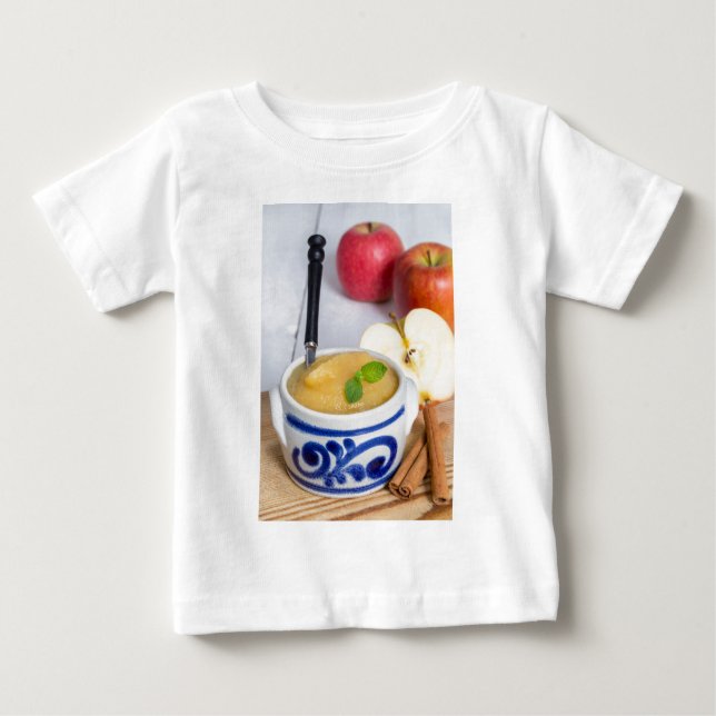 Applesauce med kanel i stenkolskål t-shirt (Framsida)