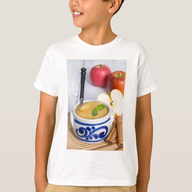 Applesauce med kanel i stenkolskål tee shirt (Framsida)
