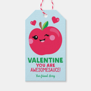 Applesauce Valentine Day Gift Märkres för barn Presentetikett