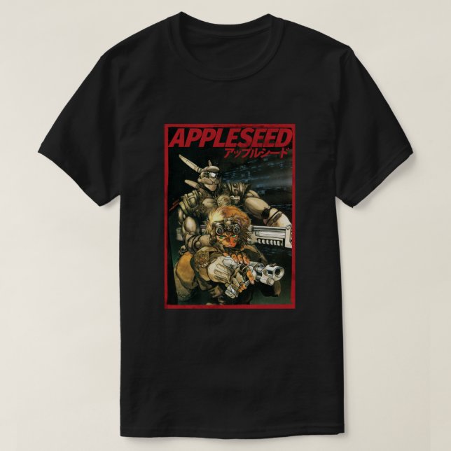 APPLESEED - 80:s militära operation Anime Cyberpun T Shirt (Design framsida)