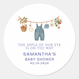 Äpplet i Vårt Öga Pojk Babyshower Runt Klistermärke
