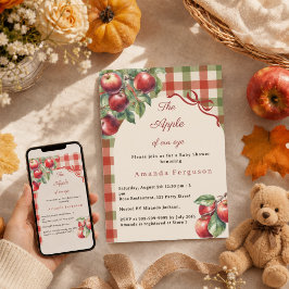 Äpplet i vårt öga röd gingham flicka Baby Shower Inbjudningar