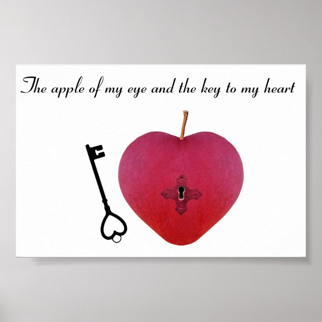 Äpplet mitt öga och nyckel mitt hjärta poster (Framsidan)