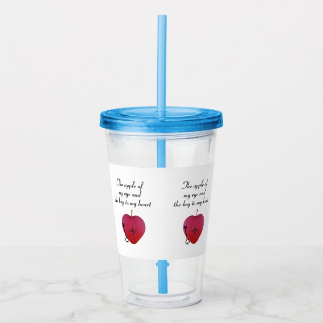 Äpplet mitt öga och nyckel mitt hjärta take away mugg (Framsida)