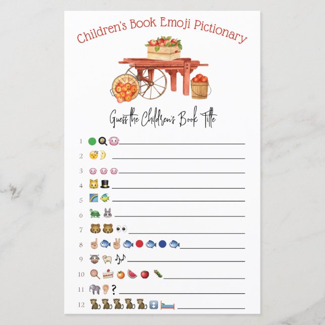 Äpplet på Öga Emoji Baby Shower Game (Framsida)