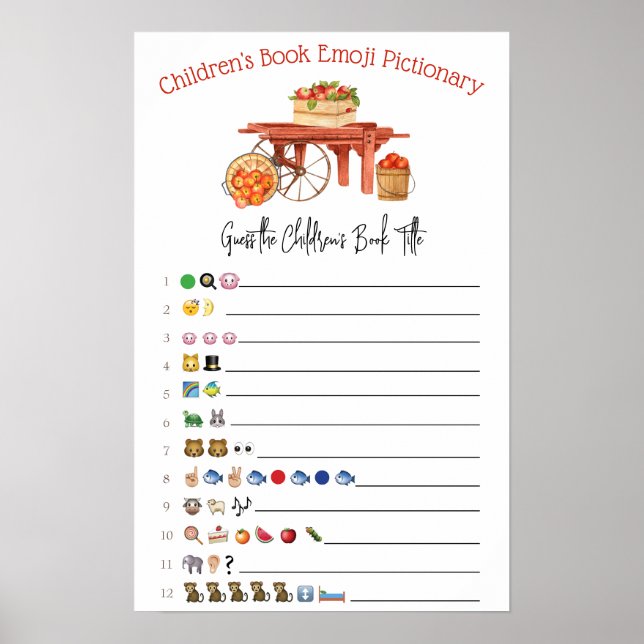 Äpplet på Öga Emoji Baby Shower Game Poster (Framsidan)