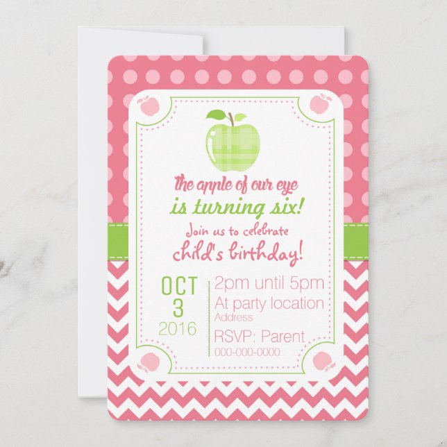 Äpplet på vår inbjudan till Öga-födelsedagen (Framsida)