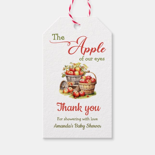 Äpplet på vår Ögon Fall Harvest Baby Shower Presentetikett (Framsidan)