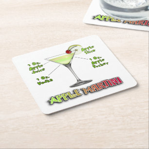 Appletini aka Apple Martini Cocktailrecept Konst Underlägg Papper Kvadrat