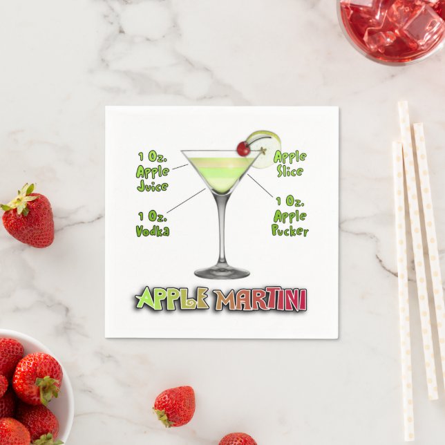 Appletini alias Apple Martini Cocktail Recipe Art Pappersservett (Insitu)
