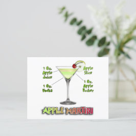 Appletini alias Apple Martini Cocktail Recipe Art Vykort