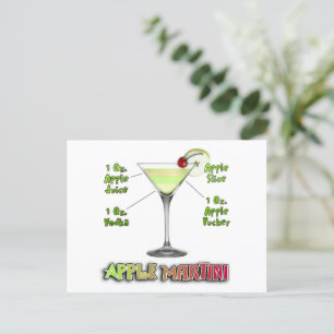 Appletini alias Apple Martini Cocktail Recipe Art Vykort