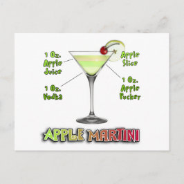 Appletini alias Apple Martini Cocktail Recipe Art Vykort