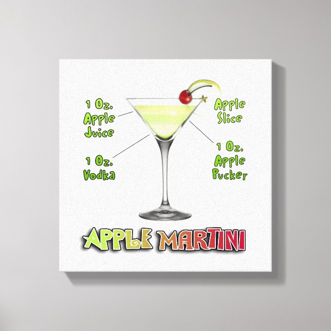 Appletini - Apple Martini Cocktail Recipe 12"x12" Canvastryck (Framsida)