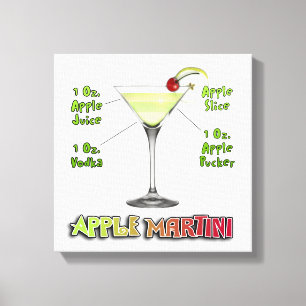 Appletini - Apple Martini Cocktail Recipe 12"x12" Canvastryck