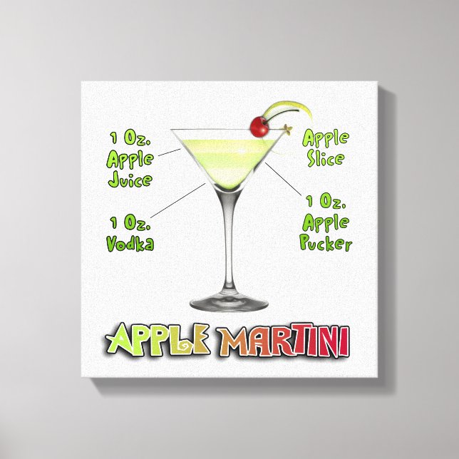 Appletini - Apple Martini Cocktail Recipe 12"x12" Canvastryck (Framsida)