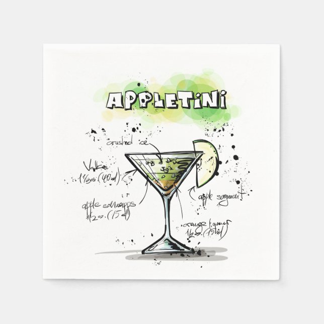 AppleTini Drink Recept Design Pappersservett (Framsidan)