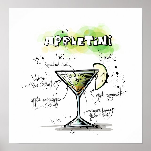 AppleTini Drink Recept Design Poster (Framsidan)