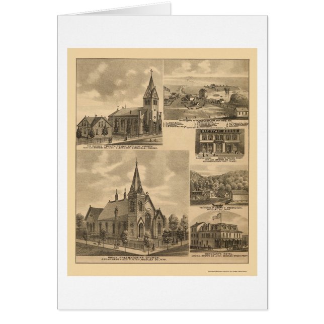 Appleton panorama- karta för MN - 1874 Hälsningskort (Framsidan)
