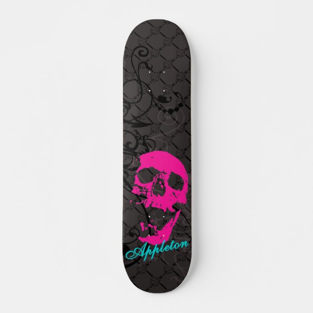 Appleton rosaskalle skateboard bräda 21,5 cm (Framsida)
