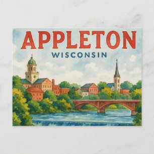 Appleton WI akvarell vykort