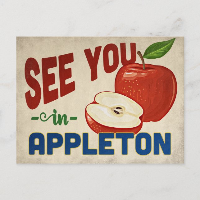 Appleton Wisconsin Apple - Vintage resor Vykort (Framsida)