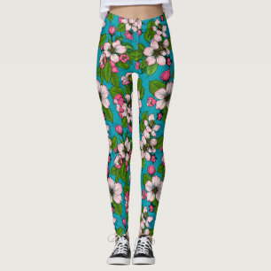 Äpplets blommar för turkos leggings