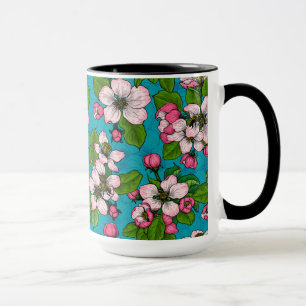 Äpplets blommar för turkos mugg