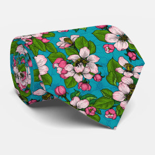 Äpplets blommar för turkos slips