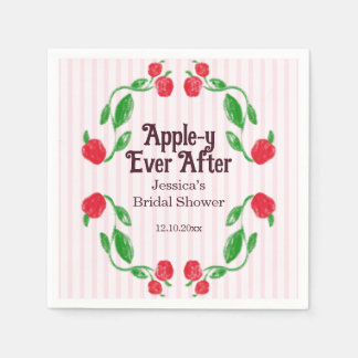 Appley Ever After Art Nouveau Rosa Bröllopsdusch Pappersservett