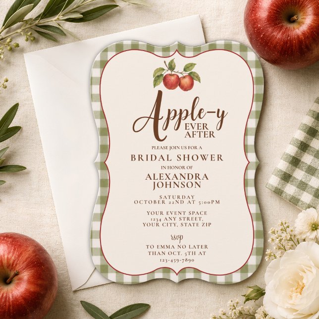 Appley Ever After Höst Gingham Bröllopsdusch Inbjudningar (Skapare uppladdad)