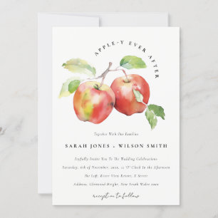 Appley någonsin efter Apple Watercolor Bröllop Inbjudningar
