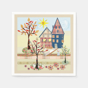 Applique, hus, by pappersservett