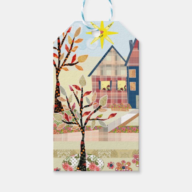 Applique, hus, by presentetikett (Framsidan)