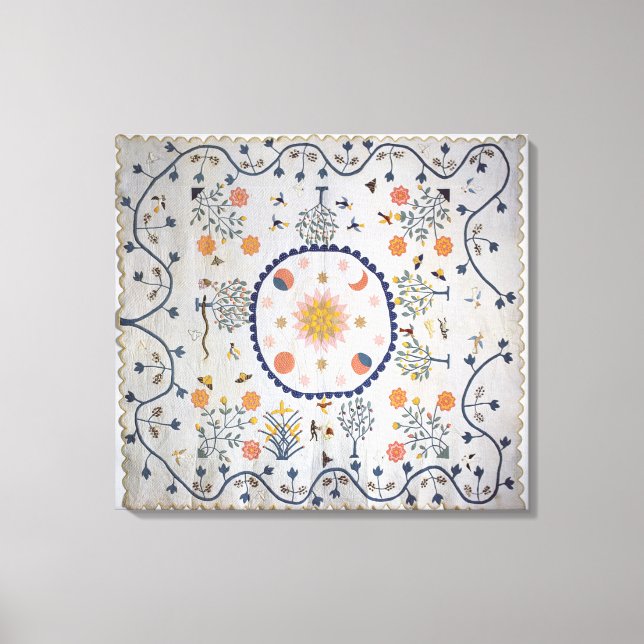 Applique quilt with Sol, Måne, Stars Canvastryck (Framsida)