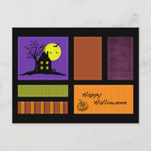 Applique Stil Haunted House Halloween-vykort Vykort