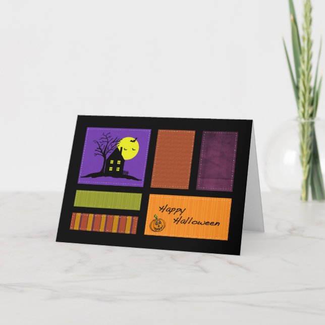 Applique Stil Patchwork Halloween-kort Kort (Framsida)