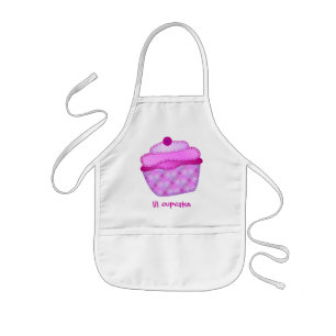 Appliquemuffinen lurar förklädet - Mauve och ros Barnförkläde