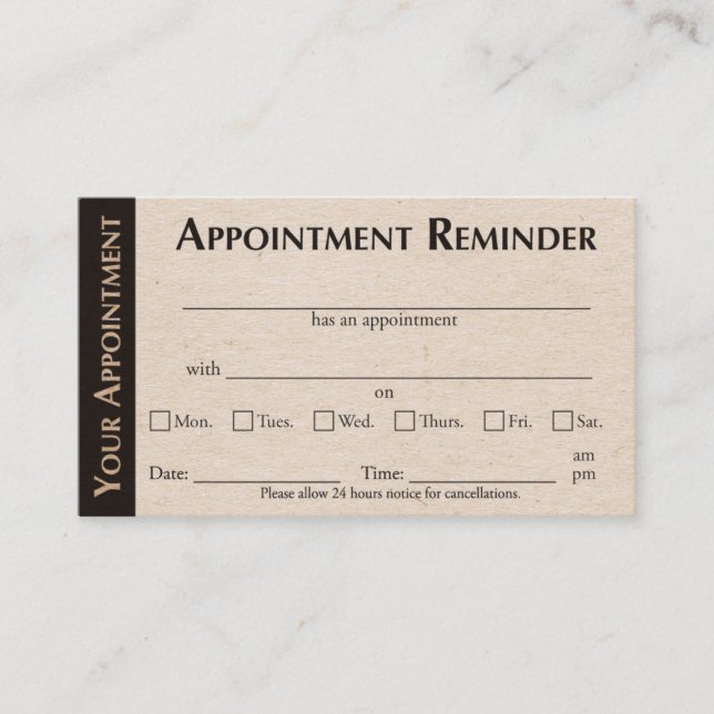 Appointment Reminder Cards - Kraft Color (Framsida)