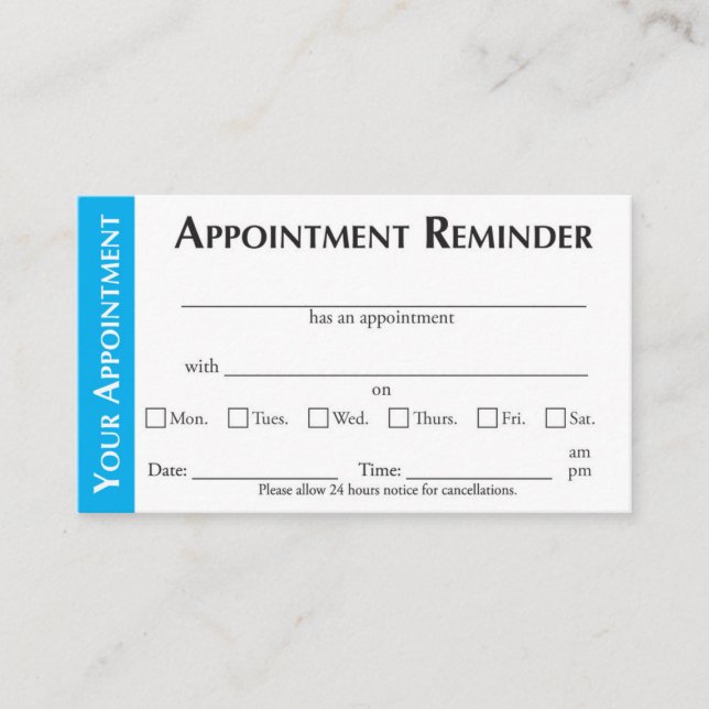 Appointment Reminder Cards - Light Blue (Framsida)
