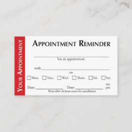 Appointment Reminder Cards - Red